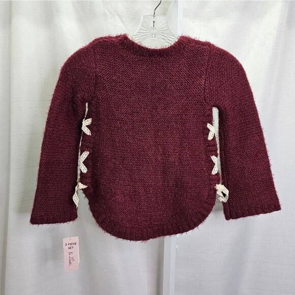 Little Lass Burgundy Knit Lace-Up Applique Sweater Size 6X - Picture 10 of 10